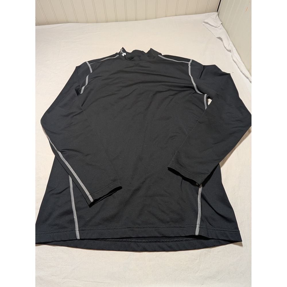Under Armour ColdGear Mens Medium Black Mock Neck Fitted Base Layer Top